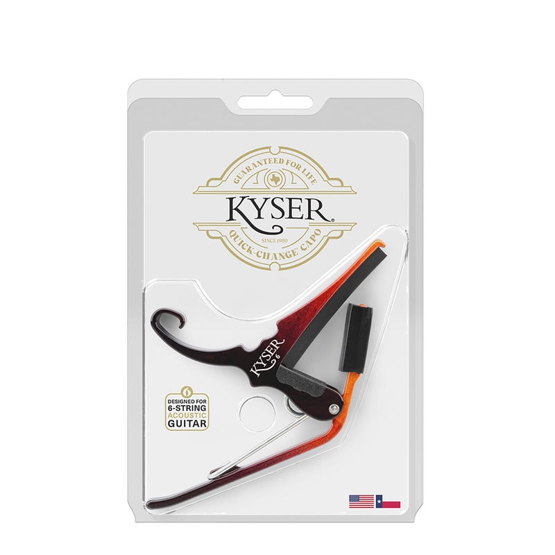 Kyser Quick-Change Capo for 6-string acoustic guitars, Sunburst, KG6SNB - Image 5